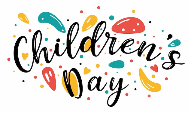 Vector childrens day hand drawn caligraphy illustration