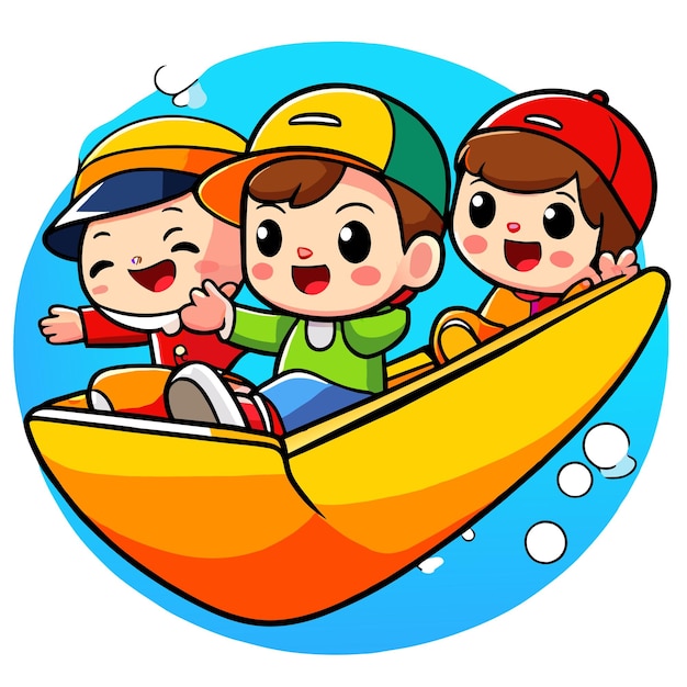 Vector childrens day kids playing hand drawn flat stylish cartoon sticker icon concept isolated