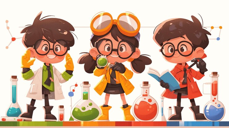 Vector childrens day with fun science experiments