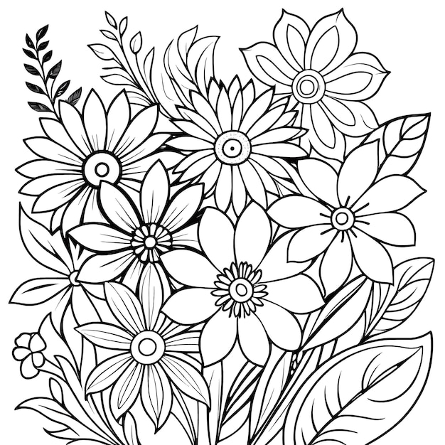 Vector childrens floral illustration doodle coloring book hand drawn vector