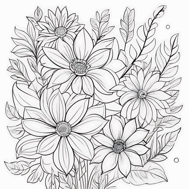 Vector childrens floral illustration doodle coloring book hand drawn vector