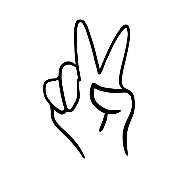 Vector childrens hand gestures in doodle style isolated handdrawn human hands expressing various signs