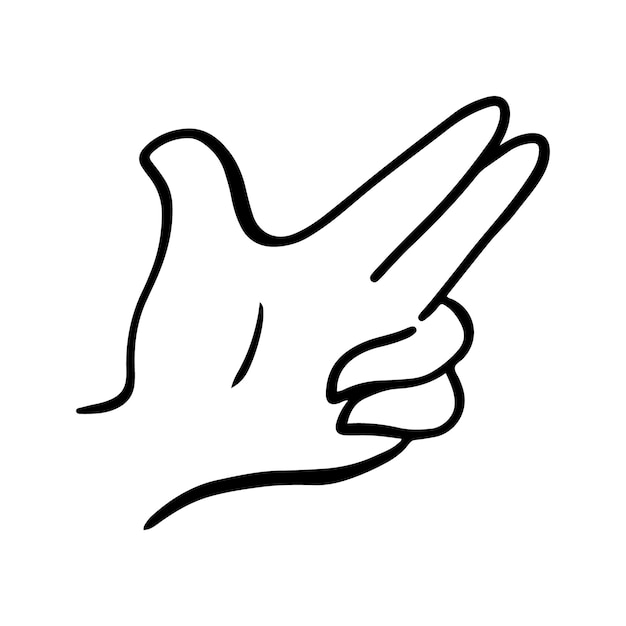 Childrens hand gestures in doodle style isolated Handdrawn human hands expressing various signs