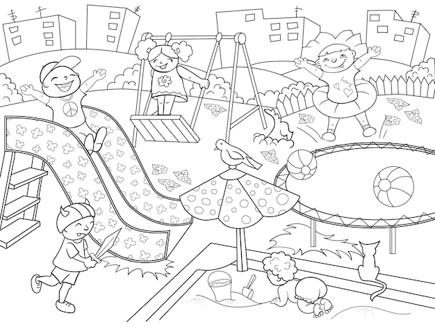 school playground colouring pages