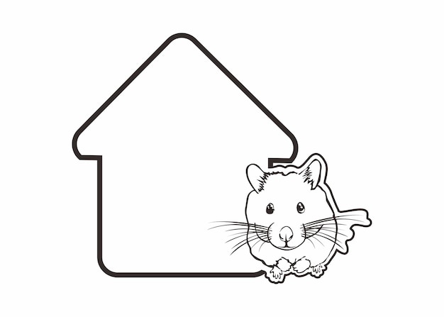 Vector childrens room nameplate with line art hamster theme