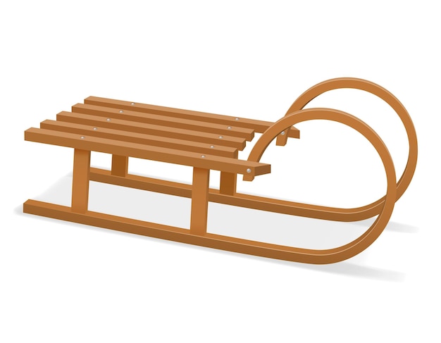 Childrens wooden sleigh illustration isolated on white