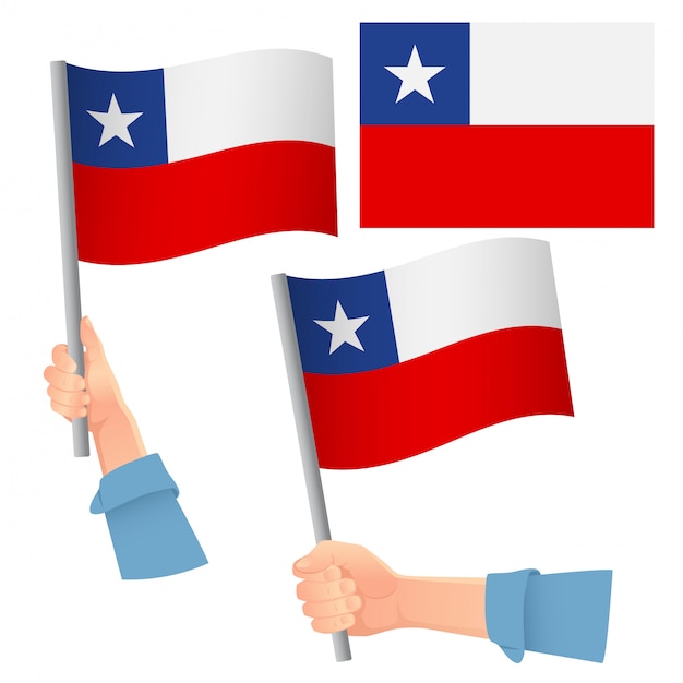 Chile flag in hand set