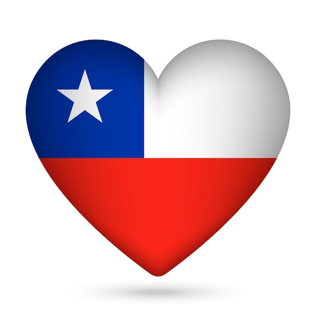 Chile flag in heart shape Vector illustration