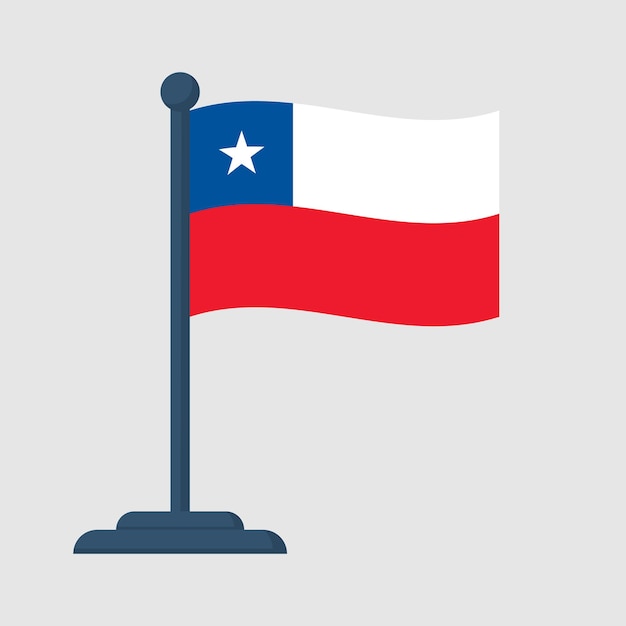 Bandiera del cile isolata su sfondo bianco festa dell'indipendenza del cile 18 settembre illustrazione vettoriale design piatto festa nazionale celebrata annualmente sventolando la bandiera nel vento