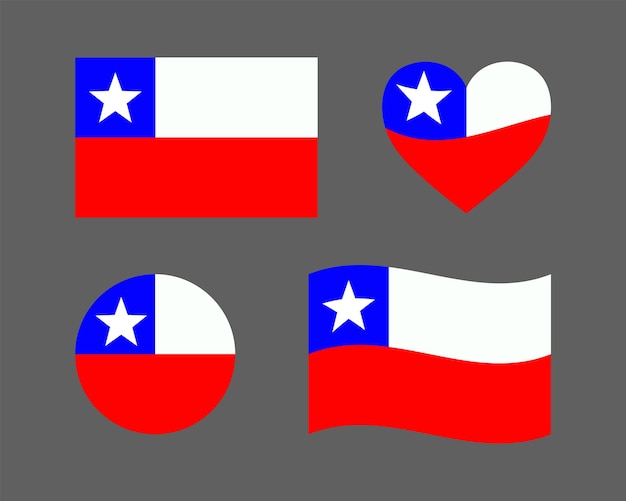 Chile flag signs set Chilean decorative element National Chilean symbols Independence Day of Chile