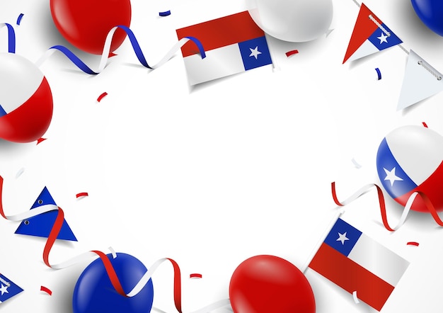 Vector chile independence day background with balloons flags