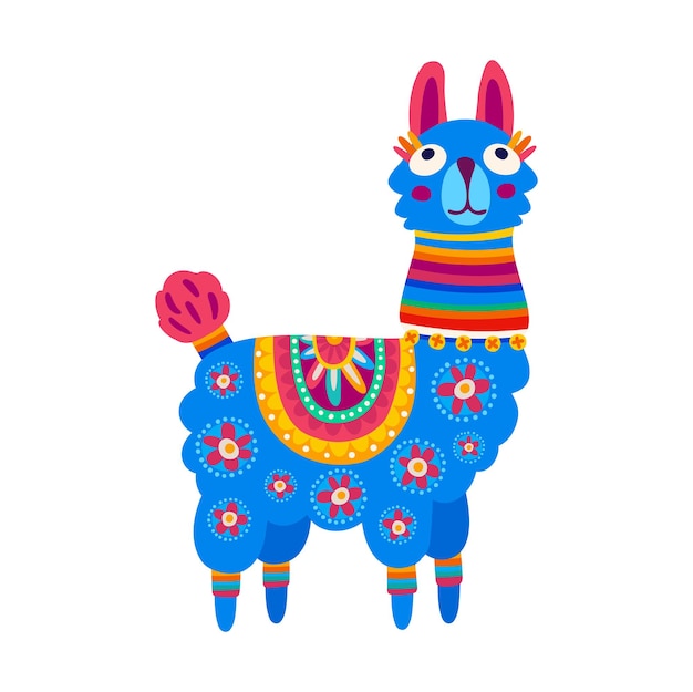 Vettore personaggio dei cartoni animati di cammello selvatico alpaca del cile lama