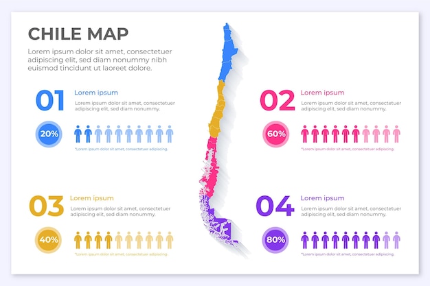 벡터 평면 디자인에 칠레지도 infographic