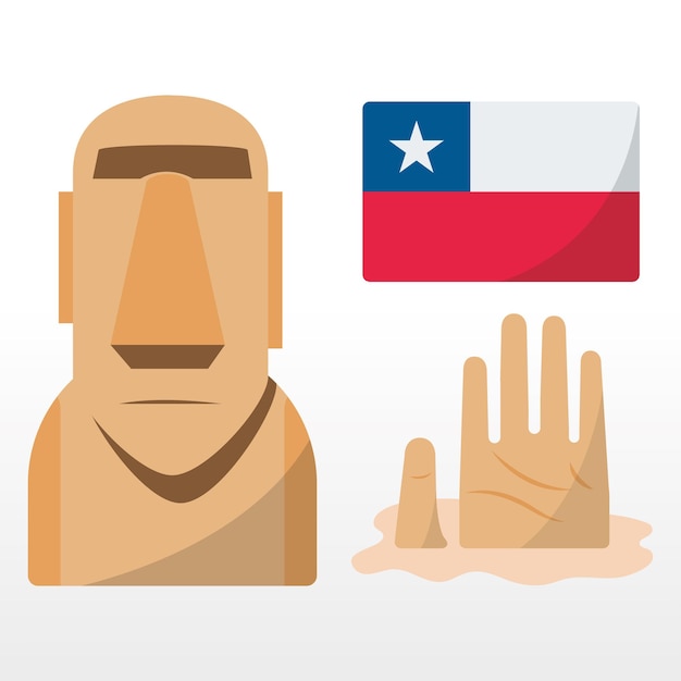 Chile moai and flag