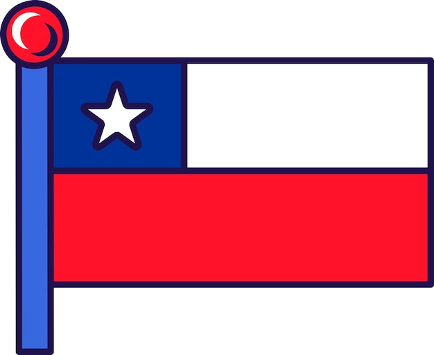 Chile republic nation flag on flagstaff vector