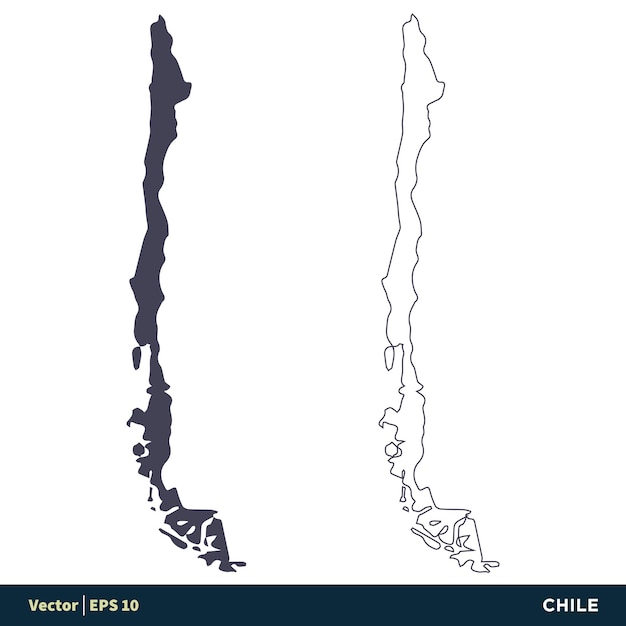 칠레 남미 국가 지도 아이콘 벡터 로고 템플릿 일러스트 디자인 벡터 EPS 10