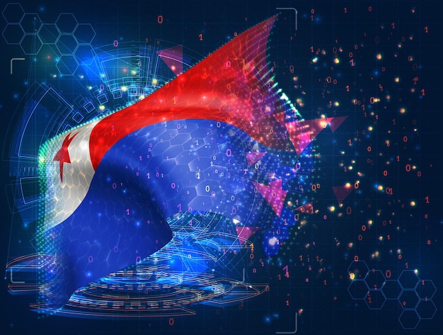 Chile vector flag virtual abstract 3D object from triangular polygons on a blue background