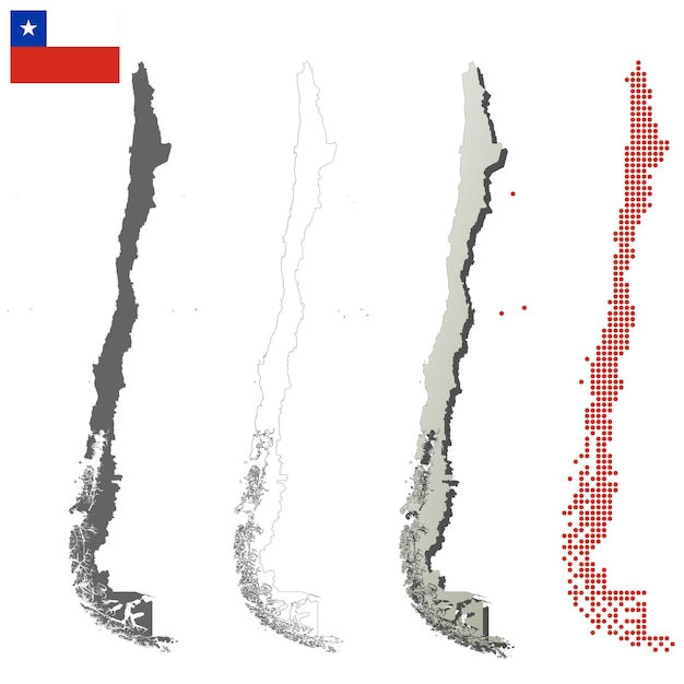 Vector chile vector outline map set