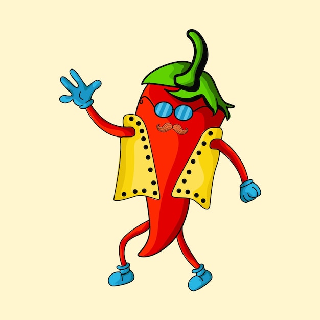 Vector chili doodle art