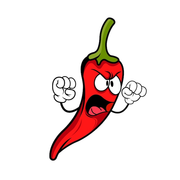 The chili logo mascot is angry because the spicy taste is very strong. very suitable for your busine