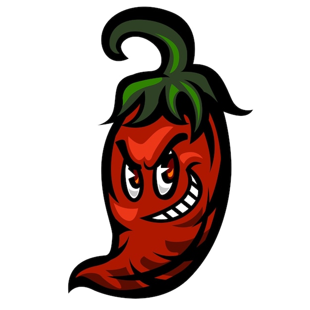 A Chili Mascot Design with a wicked face