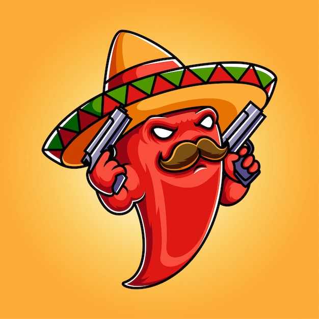 Chili mascotte logo illustratie