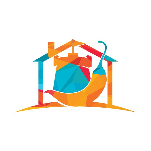 Chili met fort icoon logo ontwerp