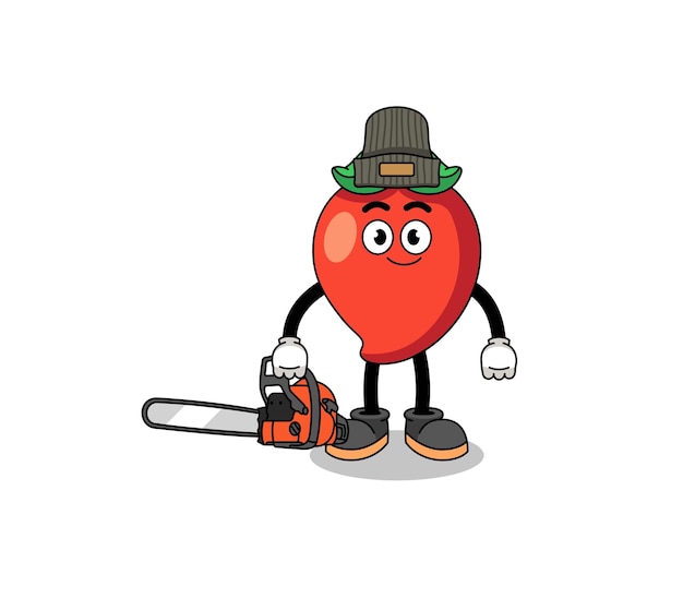 Chili pepper illustration cartoon as a lumberjack
