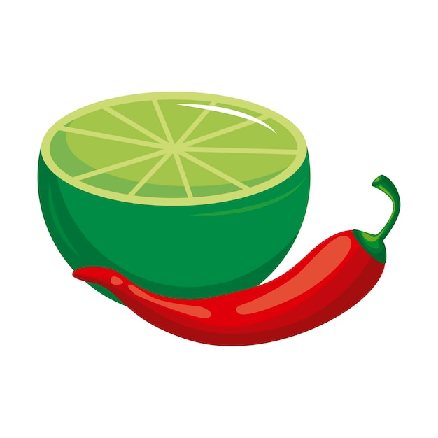 Chili pepper and lemon vector