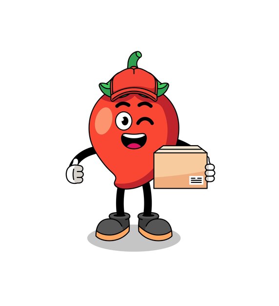Chili pepper mascot cartoon as an courier