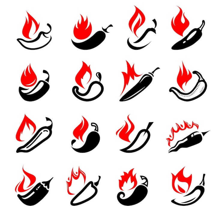 Vector chili and pepper set collection icon pepper vector