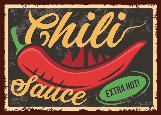 Vector chili saus retro tin teken retro poster vector design