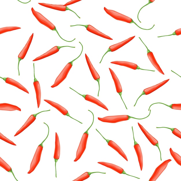 Chili seamless pattern, chili vector background.