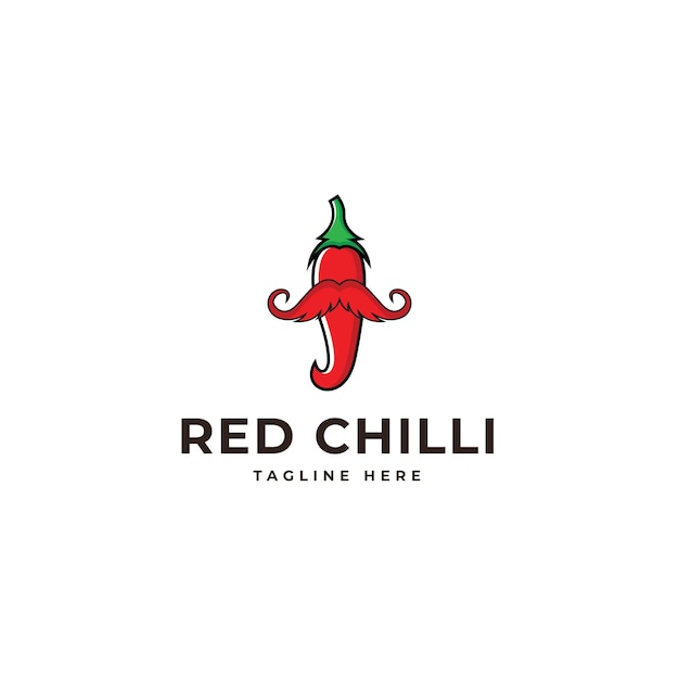 Chili snor logo Mexicaans eten keuken restaurant icoon van chili en snorren