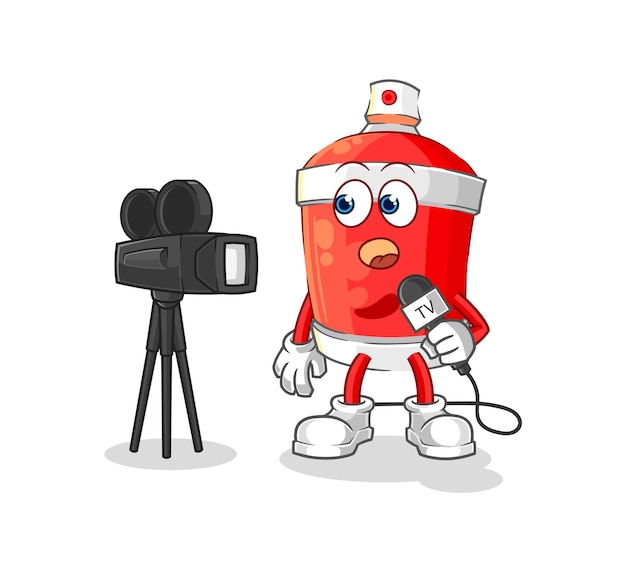 Chili spray tv-verslaggever cartoon cartoon mascotte vector