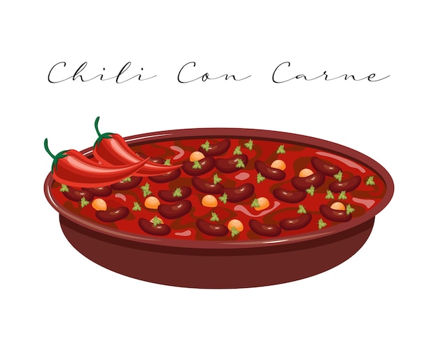 chili with meat, chili con carne, latin american cuisine. national cuisine of mexico. food