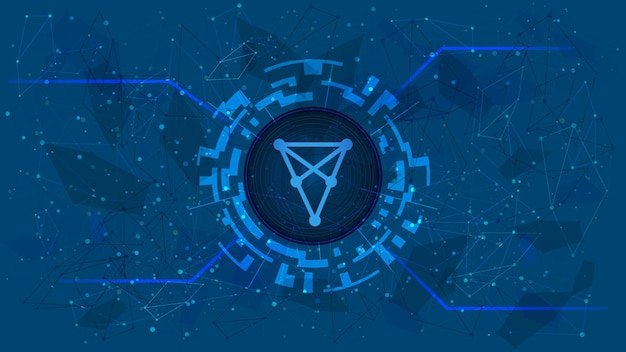 Chiliz CHZ token symbol in digital circle with cryptocurrency theme on blue background. Cryptocurrency coin icon. Vector illustration.