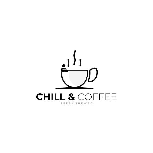 Chill and coffee logo design inspiration coffee shop line art logo template vector illustration