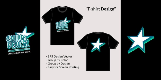 Chill en dronken streetwear-thema-ontwerp voor premium vector-t-shirt-merchandise