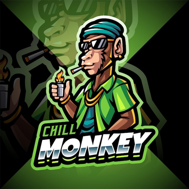 Chill monkey esport mascot logo design