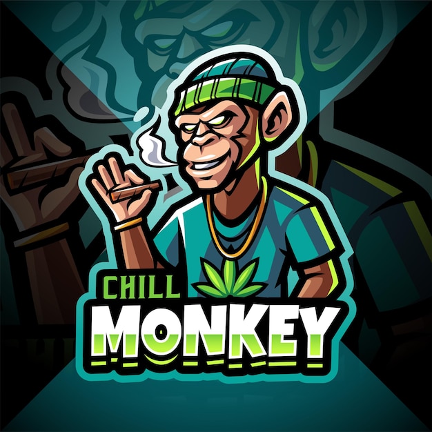 Chill monkey esport mascotte logo design