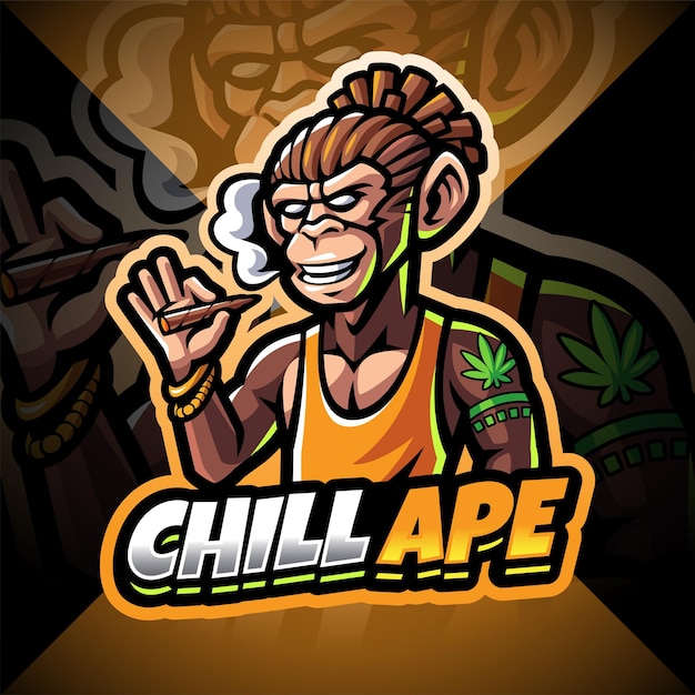 Chill monkey esport mascotte logo design