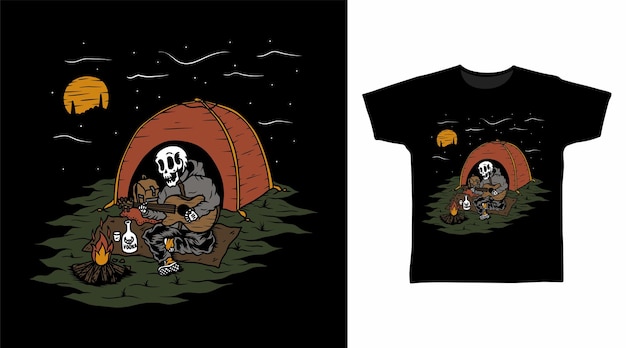 Chill skeleton camp tshirt design concept