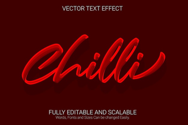 chilli editable text effect, red color text style