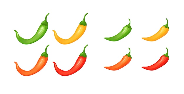 Chilli pepper spicy food level hot scale indicator with mild medium hot extra positions icons fire