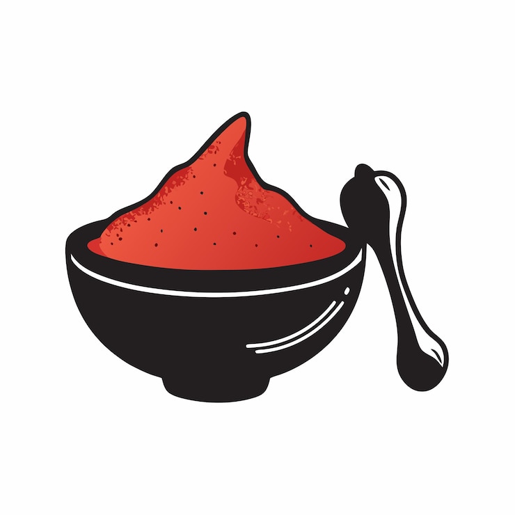 Vector chilli powder in mortar stone icon vector 13