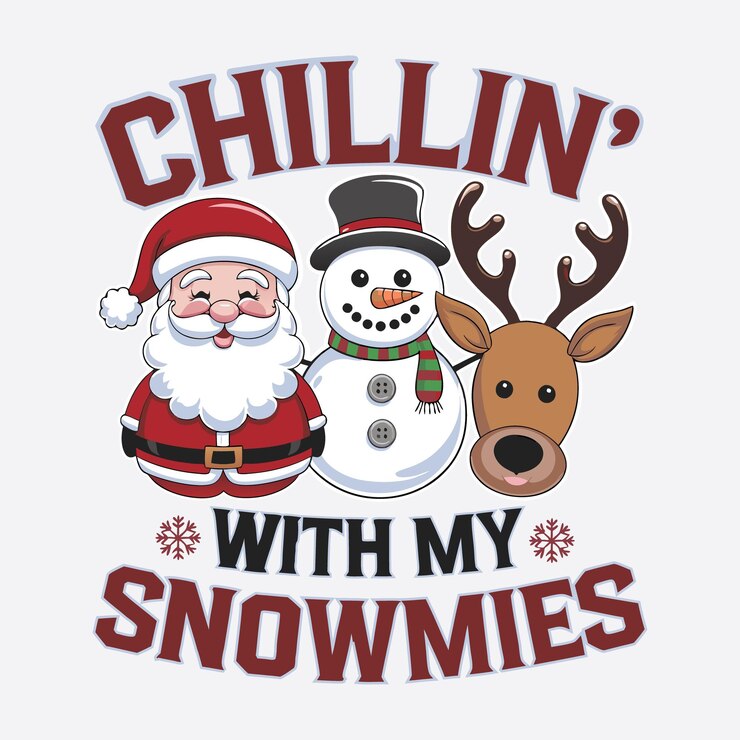 Вектор chillin' with my snowmies рождественская елка орнамент типография вектор рождество футболка дизайн