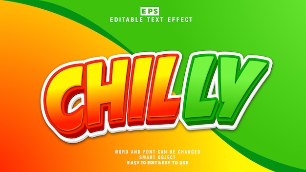 Chilly 3d Editable Text Effect Vector With Background