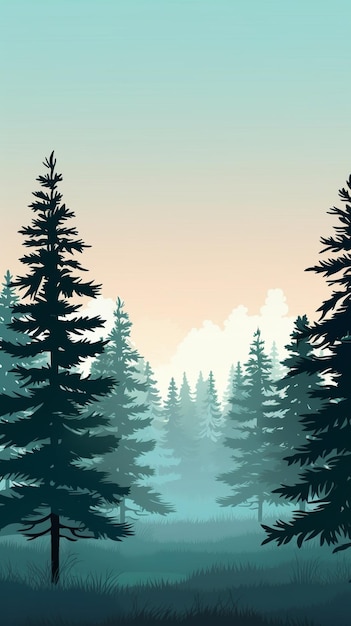 Vector chilly winter pine grove 3