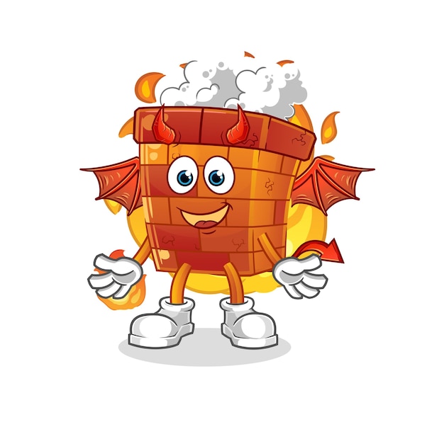 Chimney demon with wings character. cartoon mascot vector